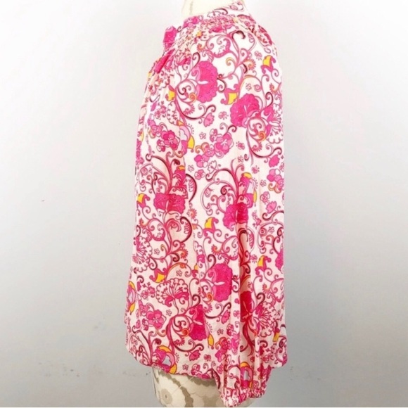 Lilly Pulitzer Elsa Pink Floral Blouse Top Size Extra Small - Picture 4 of 8